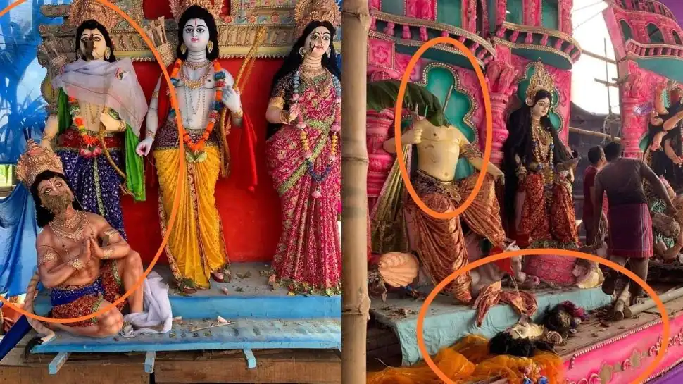 बांग्लादेश में पूजा पंडालों पर हमला:दुर्गा पूजा के दौरान कट्टरपंथियों ने मूर्तियां तोड़ीं