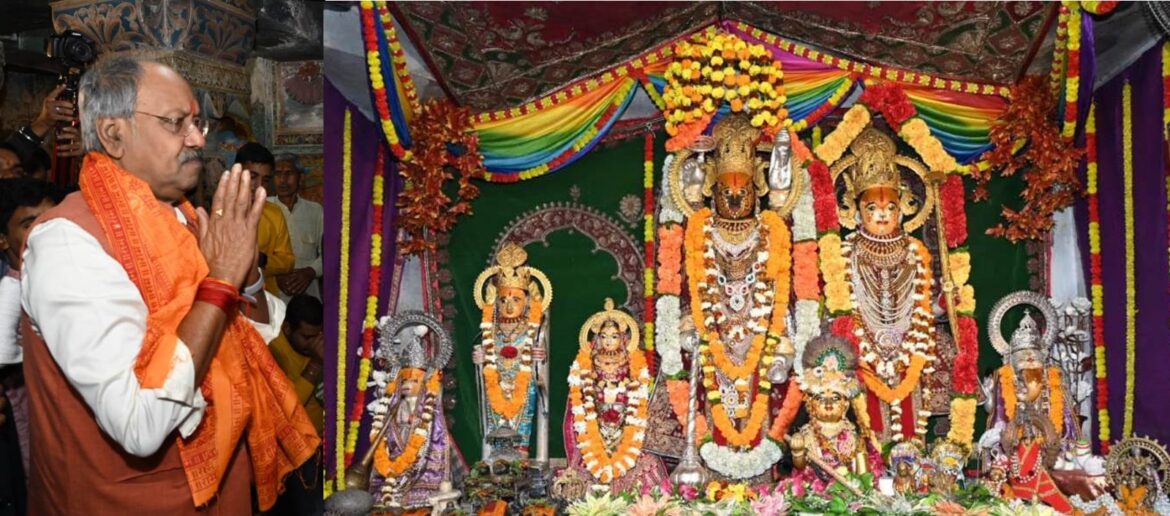 संस्कृति मंत्री श्री बृजमोहन अग्रवाल ने आज श्री रामलला के प्राण प्रतिष्ठा के अवसर पर राजधानी रायपुर के विभिन्न धार्मिक स्थलों में की पूजा-अर्चना