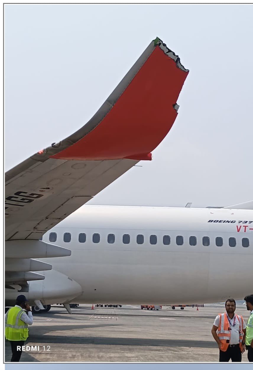 इंडिगो एयरलाइंस के विमान ने एअर इंडिया एक्सप्रेस के विमान को मारी टक्कर;