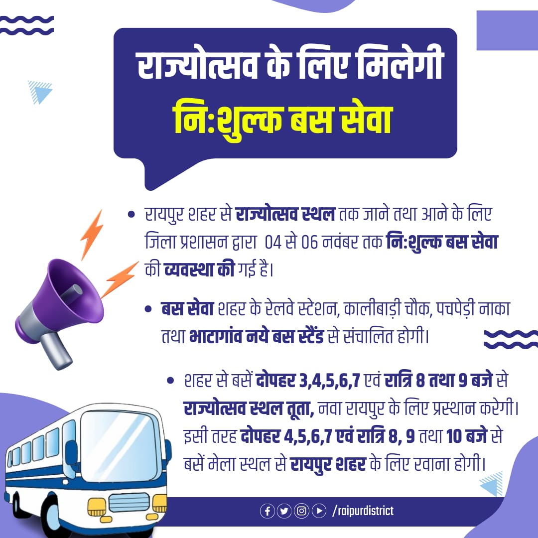 राज्योत्सव के लिए दर्शकों को मिलेगी निःशुल्क बस सेवा